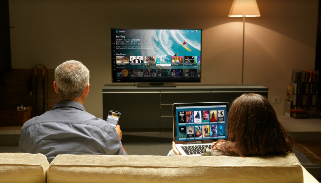 Image depicting a couple watching IPTV