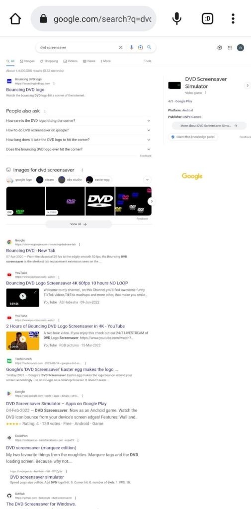 New Google Search DVD Screen Saver Easter Egg - MSPoweruser