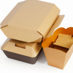 a set of cardboard lunch boxes