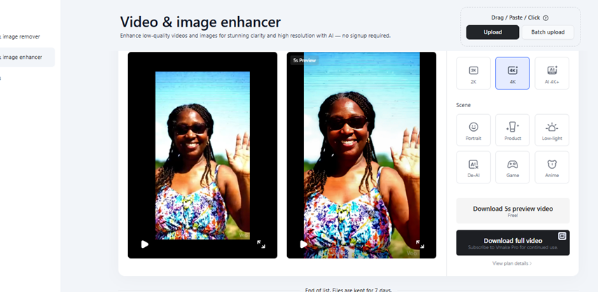 Vmake AI Video Enhancer Review
