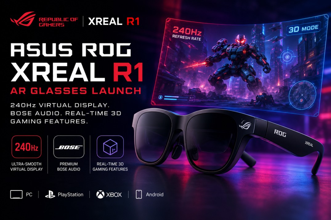 Asus Rog Xreal R1 ASUS ROG Xreal R1 AR Glasses Launch With 240Hz Virtual Display, Bose ...