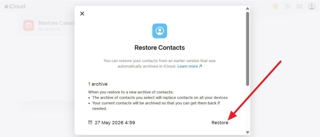 pick the restore option