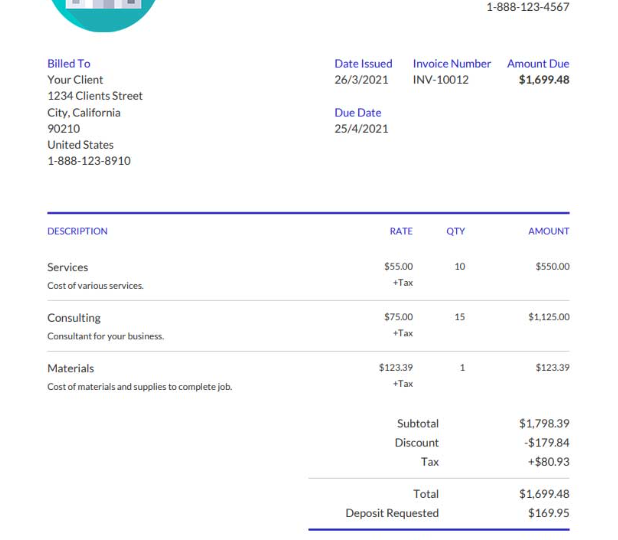 Rental Invoice